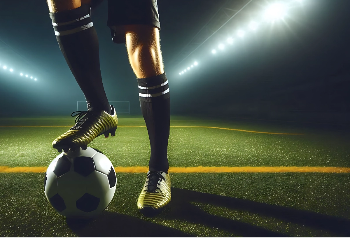 Jugador de fútbol con balón